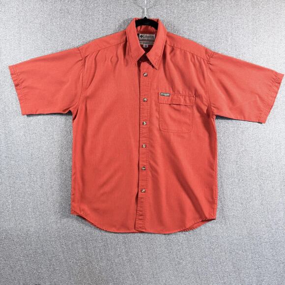 Columbia GRT Shirt Mens Medium Red Short Sleeve Button Up Outdoors Hiking Pocket - Picture 1 of 11
